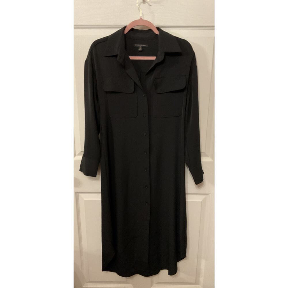Banana Republic Black Maxi Long Sleeve Button Down Shirt Dress, S